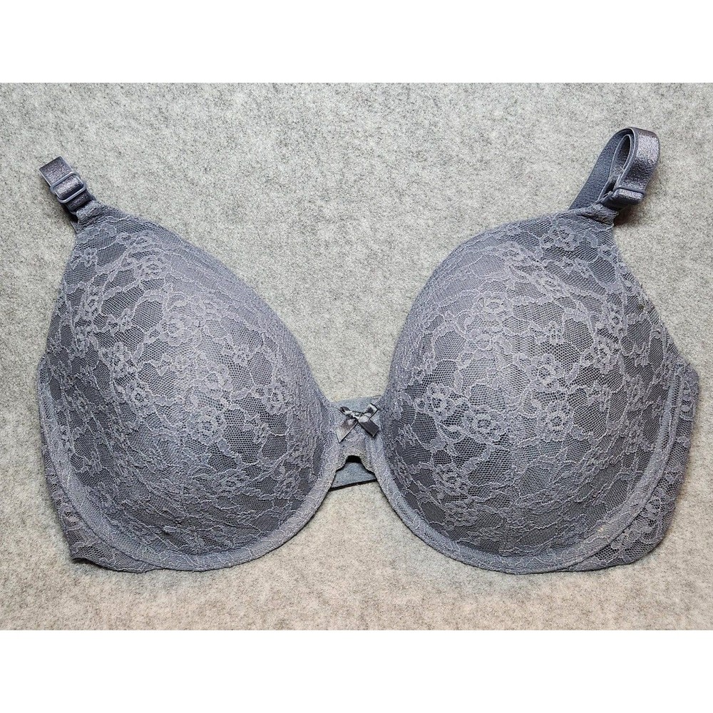 Victoria's Secret Lace Lined Perfect Coverage Bra 38DD Gray